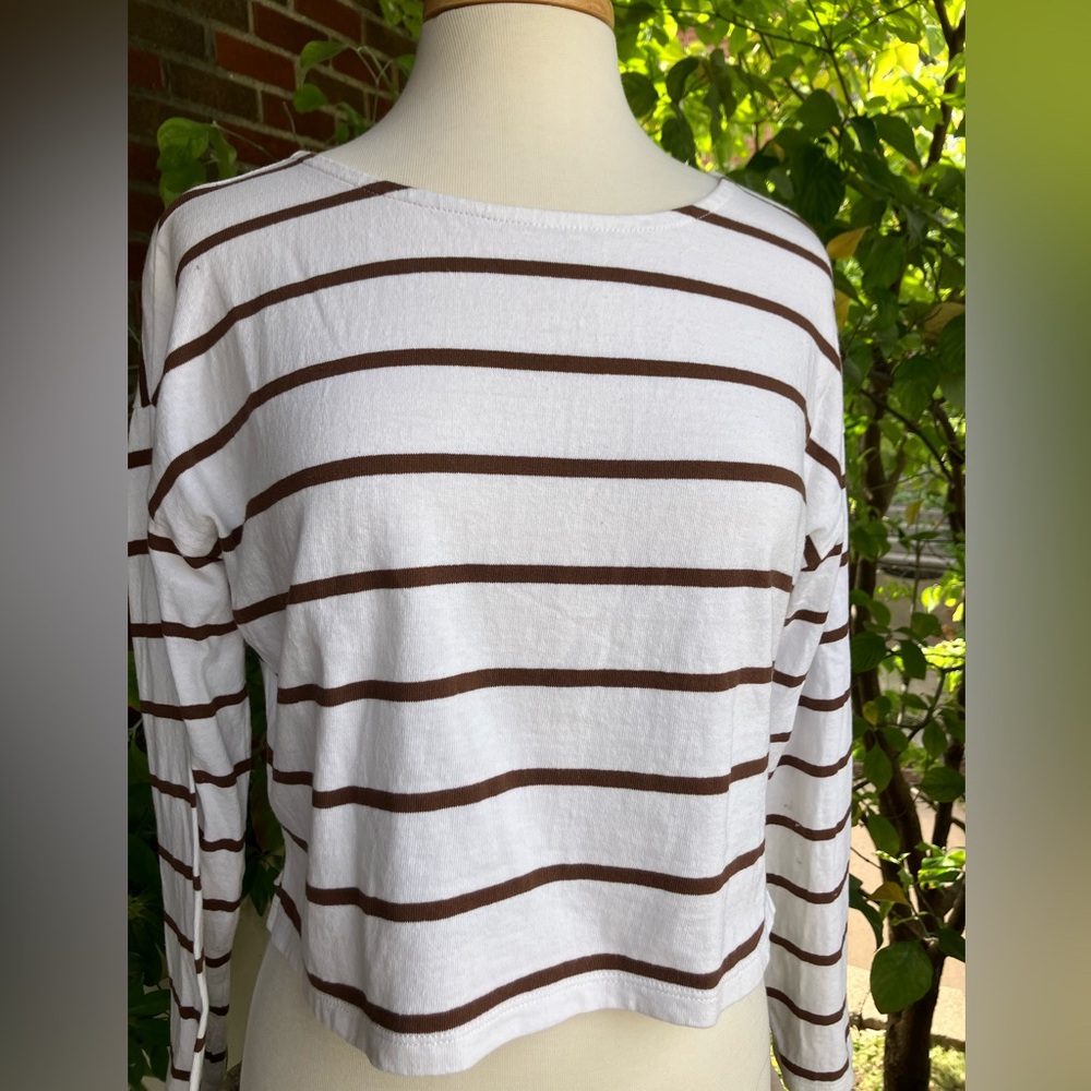 Madewell Cropped Long Sleeve Tee (Sz S)